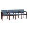 Lesro Lenox Wood 4 Seat Tandem Seating Wood Frame, Mahogany, MD Titan Upholstery LW4103 - alternate 1